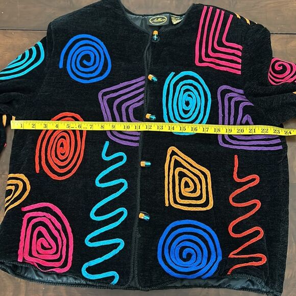 Vintage Women’s Jacket Allure Swirl Scribble Button Rainbow 80’s Jacket Size XL - Picture 13 of 15